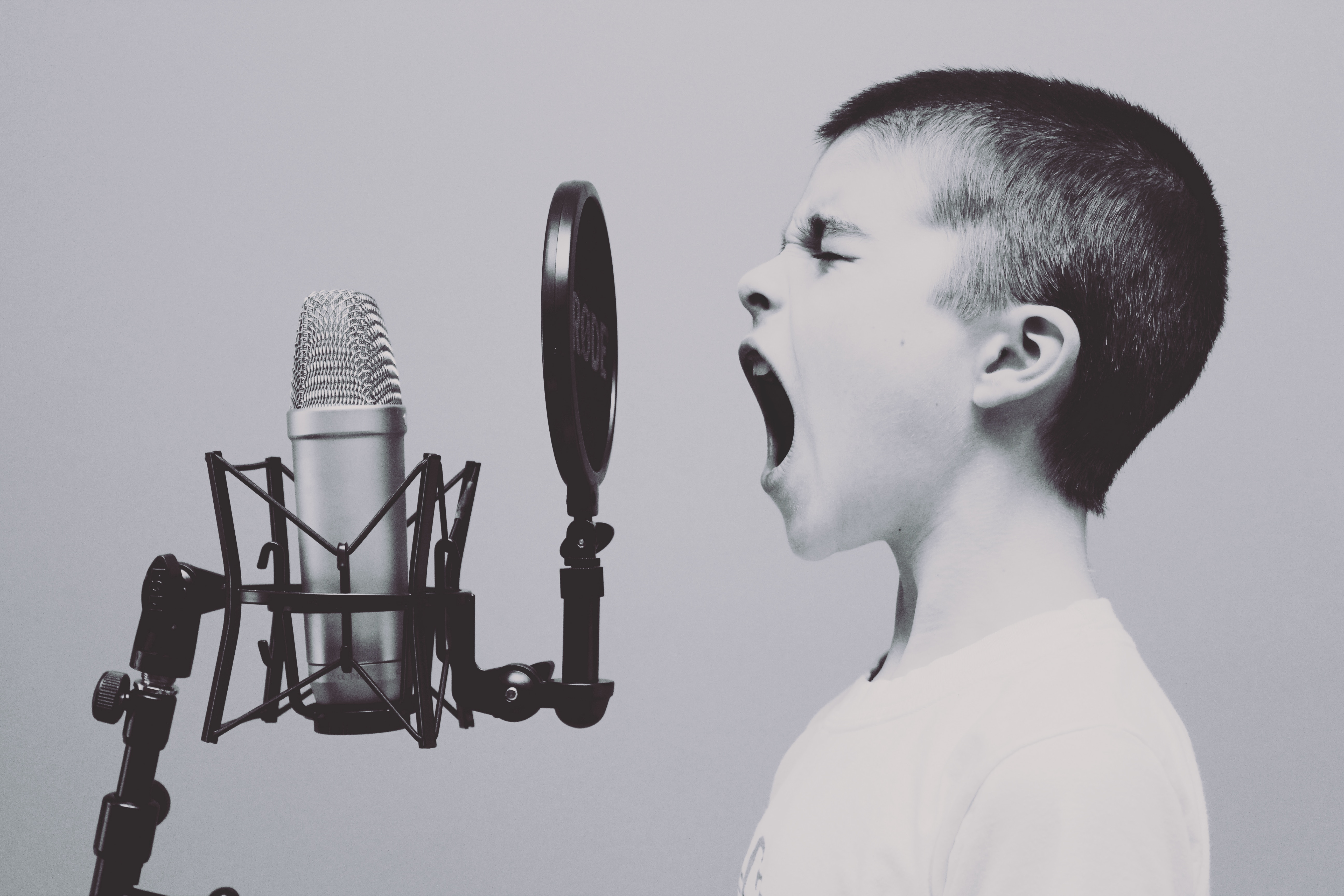 Boy with radio microphone